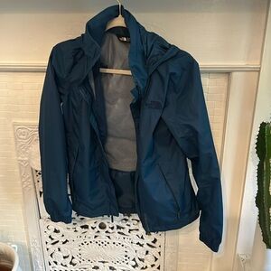 Great condition navy north face rain jacket with hood and two pockets